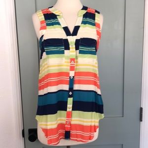 Anthropologie Maeve colorful striped button  top
